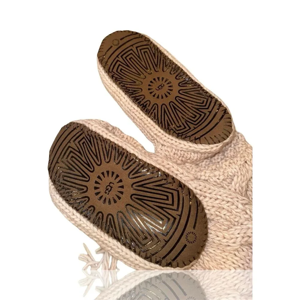 UGG Women's Cozy Knit Slipper Socks with Pom Pom Beige Winter: OSFM - Picture 4 of 7